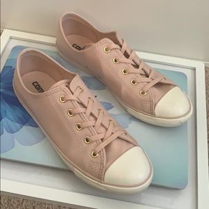 Ladies Pink and White Leather Converse Size 8